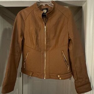 Lock & Love Brown Faux Leather Jacket